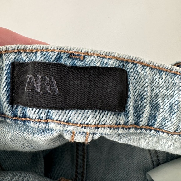 ZARA Wide Leg Flare Jeans Light Wash High Rise US 4 High Waist Crop Denim Pants - Picture 8 of 12